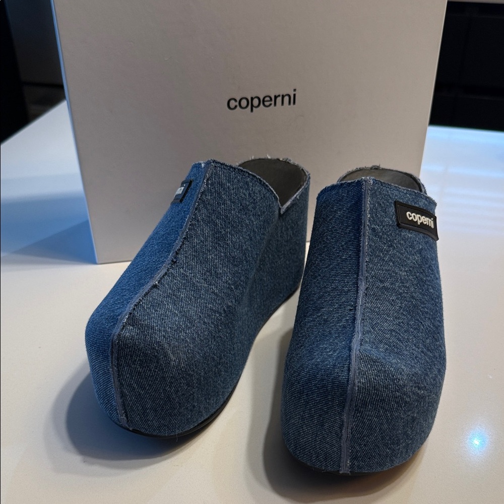 Coperni Blue Denim Slip-On Mules